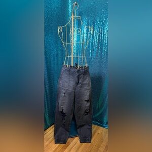 Black washed ripped jeans